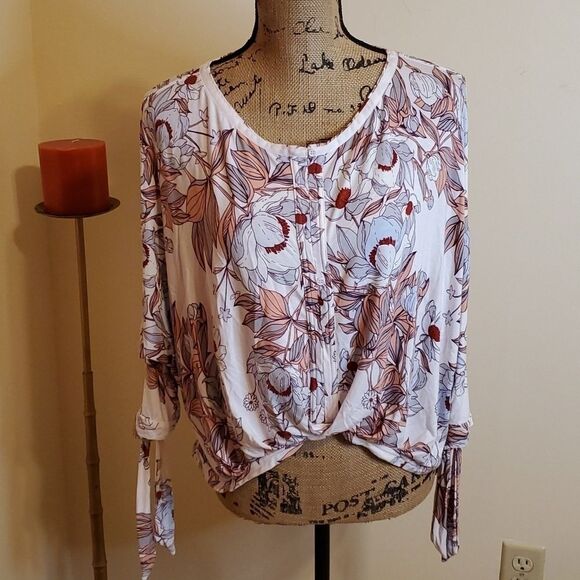 Free People floral oversized cropped top size XS - Picture 1 of 9
